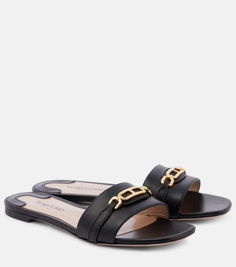 Tom Ford Embellished leather slides