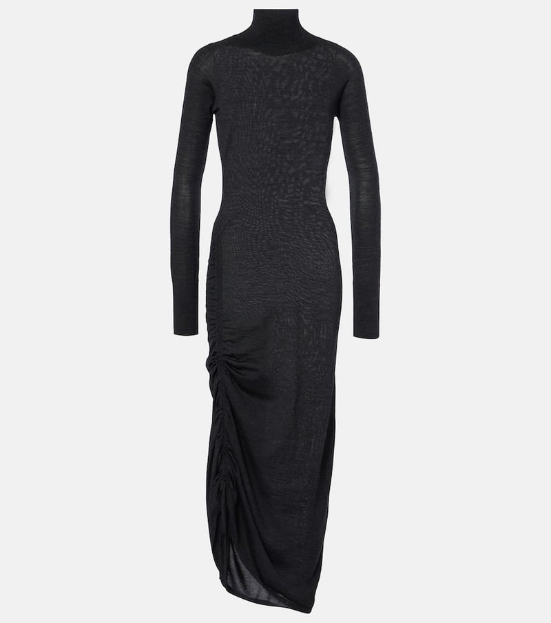 Alaïa Draped wool turtleneck dress