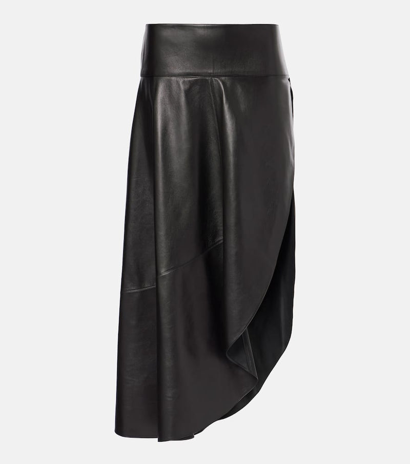 Alaïa Asymmetric leather midi skirt