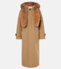 Burberry Faux fur-trimmed wool coat