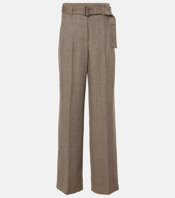 Brunello Cucinelli Herringbone wool-blend wide-leg pants