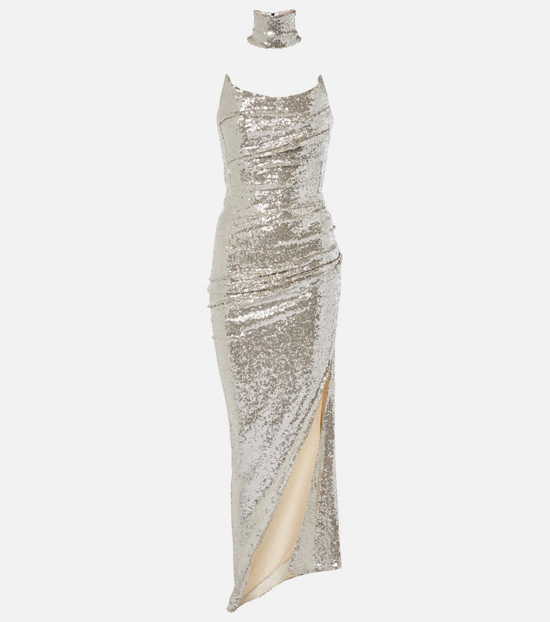 Maticevski Exhilarate gathered sequined gown