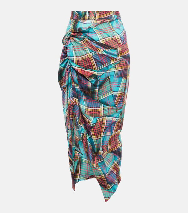 Vivienne Westwood Panther tartan gathered midi skirt