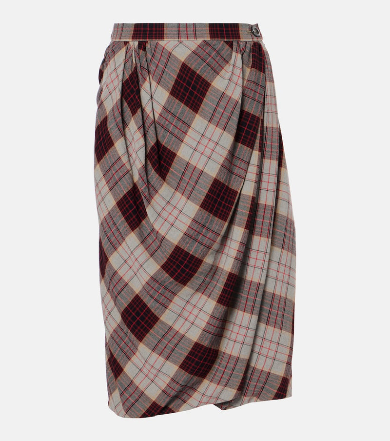 Vivienne Westwood Drunken Drape checked midi skirt