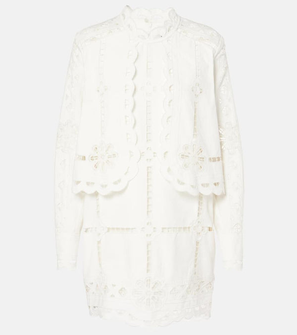 Isabel Marant Praline embroidered cotton minidress | LYBSTORE