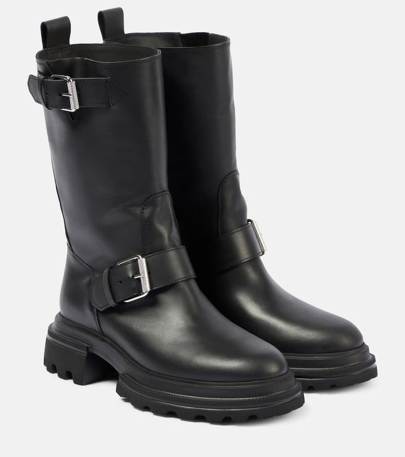 Hogan 10-Storey leather biker boots