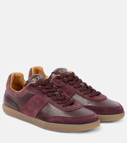 Tod's Tabs suede-trimmed leather sneakers