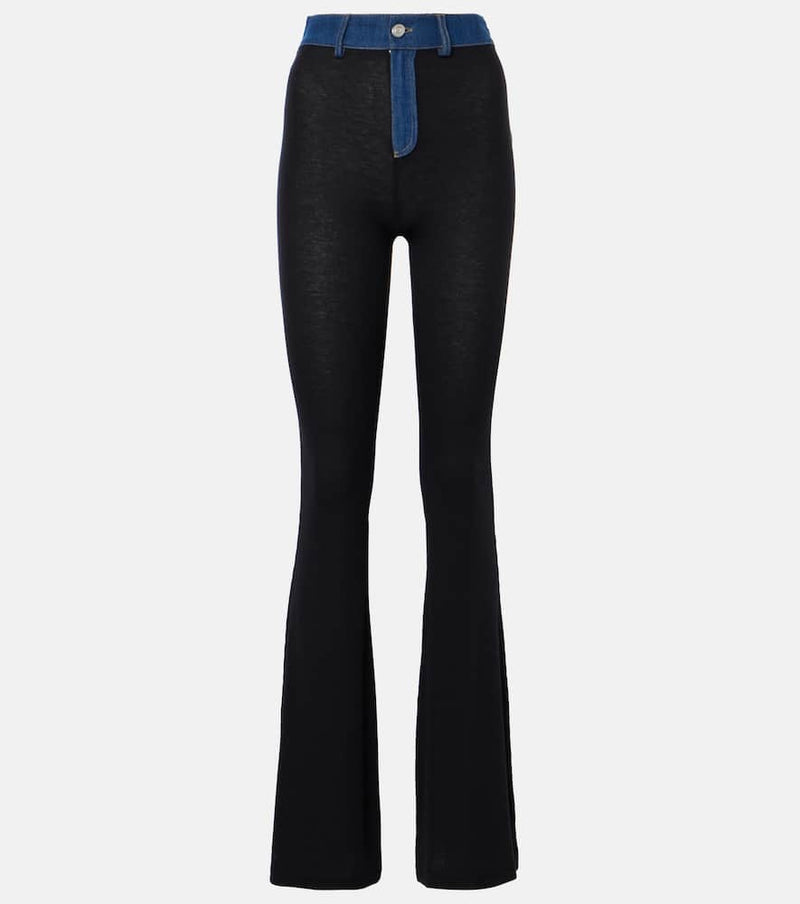 Coperni Denim-trimmed high-rise flared pants