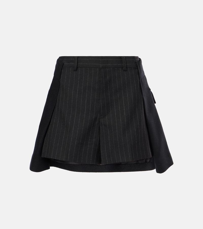 Sacai Chalk stripe wool shorts