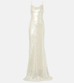 The New Arrivals Ilkyaz Ozel Sequined open-back gown