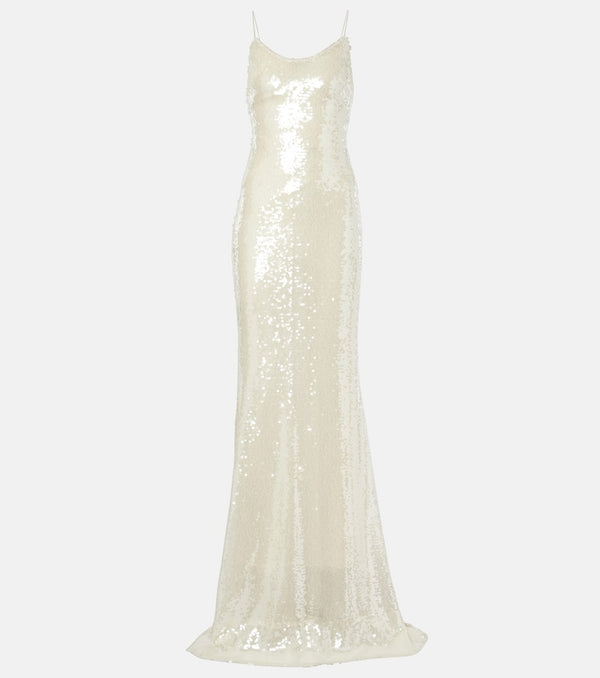 The New Arrivals Ilkyaz Ozel Sequined open-back gown