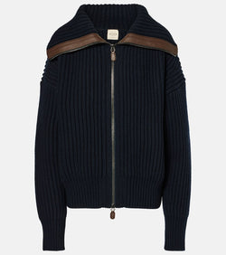 Tod's Leather-trimmed virgin wool jacket