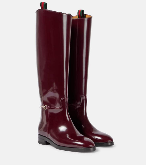 Gucci Horsebit patent leather knee-high boots