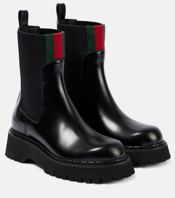 Gucci Web Stripe leather Chelsea boots