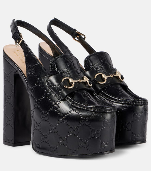 Gucci Horsebit GG debossed leather loafer pumps