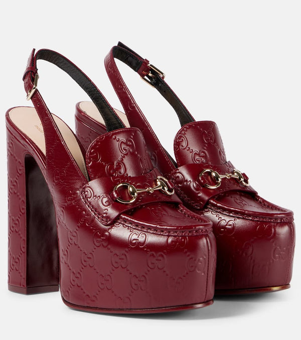 Gucci Horsebit GG debossed leather loafer pumps