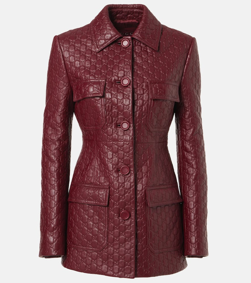 Gucci GG embossed leather jacket