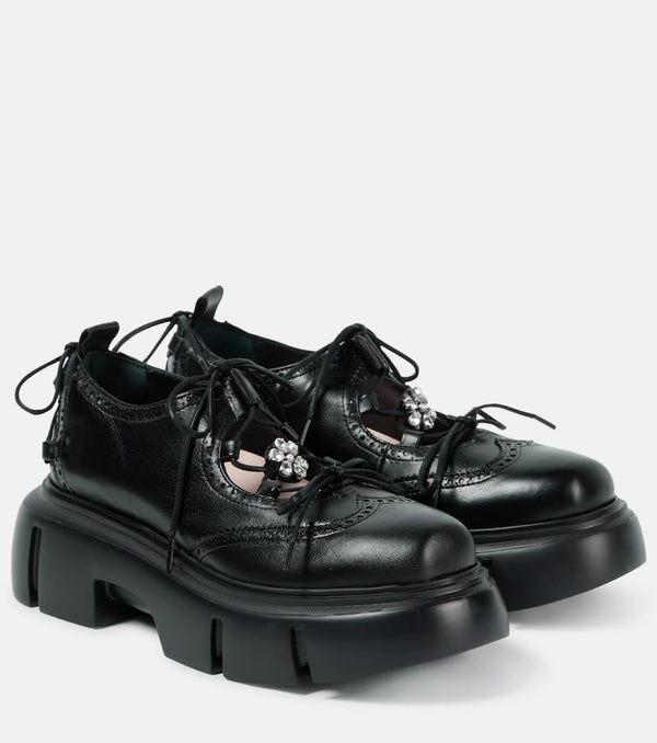 Simone Rocha Embellished leather platform brogues