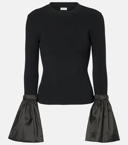 Simkhai Agata taffeta-trimmed ribbed-knit top