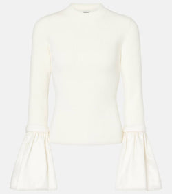 Simkhai Agata taffeta-trimmed ribbed-knit top