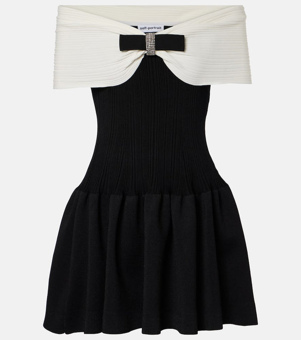 Self-Portrait Bow embellished minidress