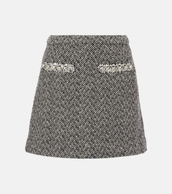 Self-Portrait Herringbone embellished miniskirt