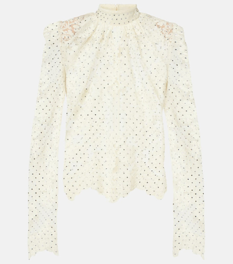 Self-Portrait Polka-dot lace blouse