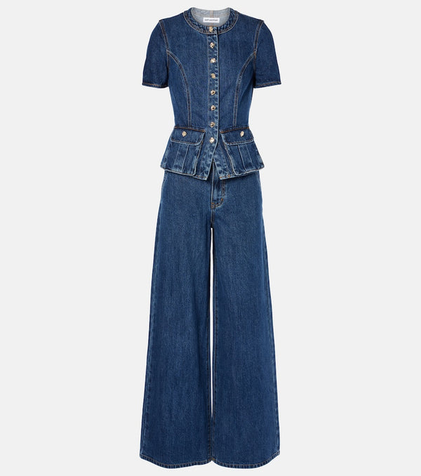 Self-Portrait Denim top and wide-leg jeans set