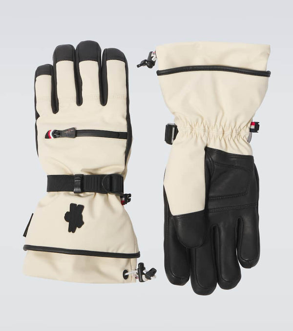 Moncler Grenoble Leather-trimmed ski gloves