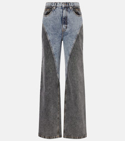 Rotate Paneled high-rise wide-leg jeans