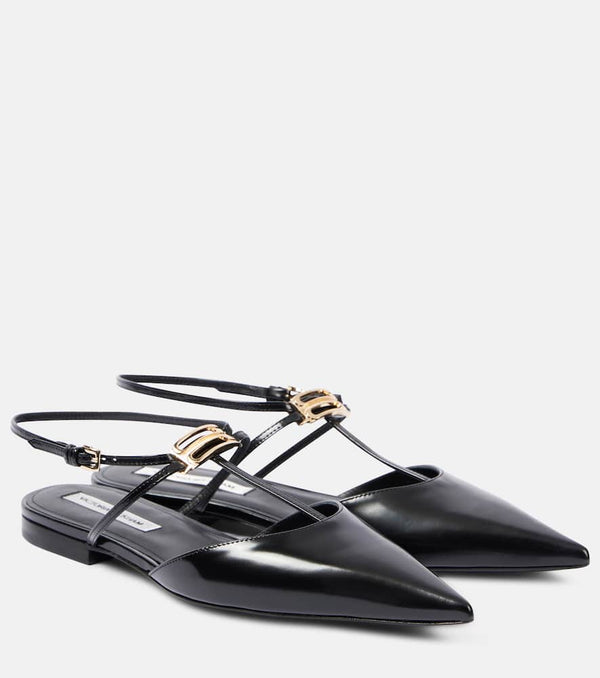 Victoria Beckham B Buckle leather slingback flats