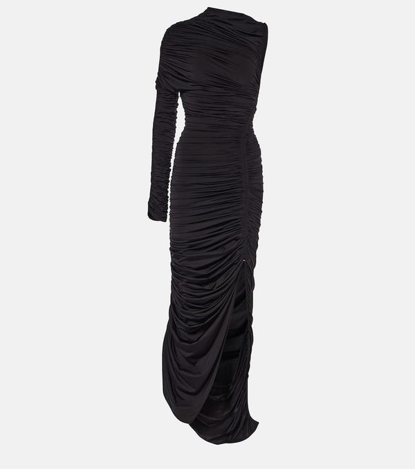 Mugler Asymmetric ruched midi dress