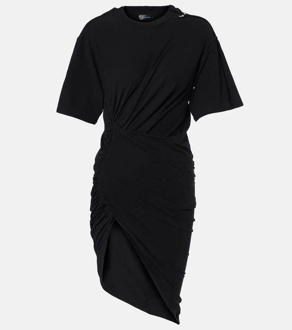 Mugler Draped cotton-blend jersey minidress