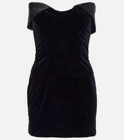 Mugler Satin-trimmed velvet minidress