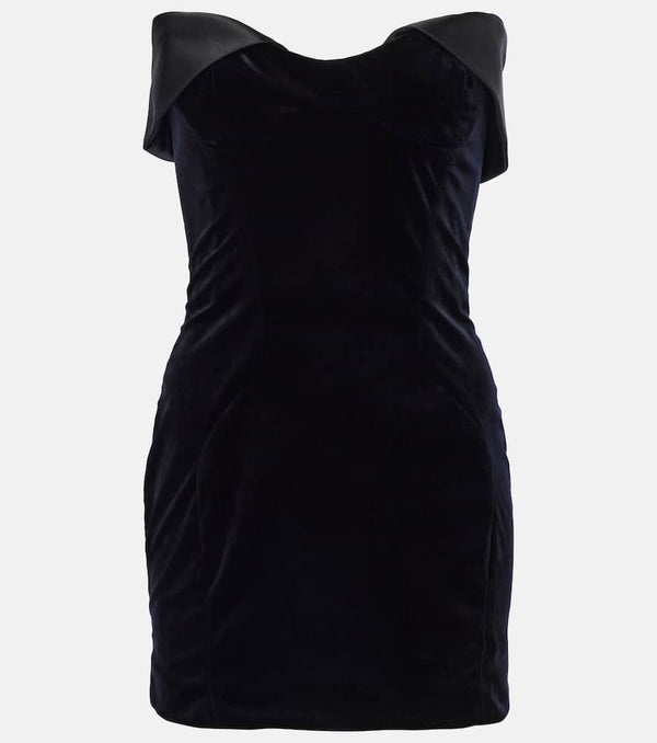 Mugler Satin-trimmed velvet minidress