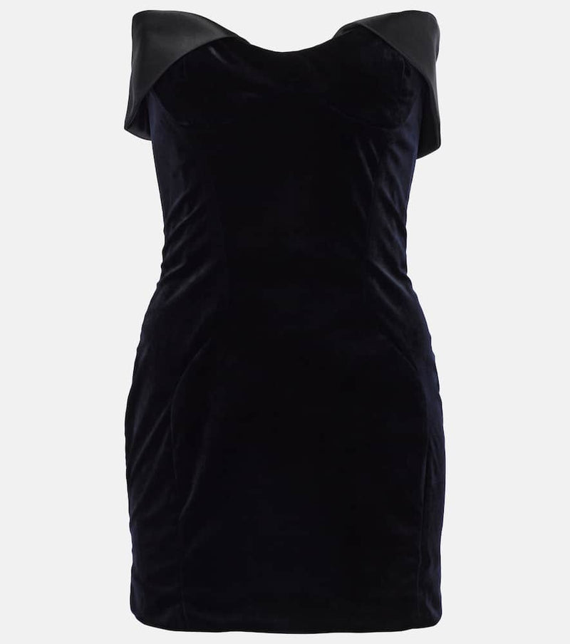 Mugler Satin-trimmed velvet minidress