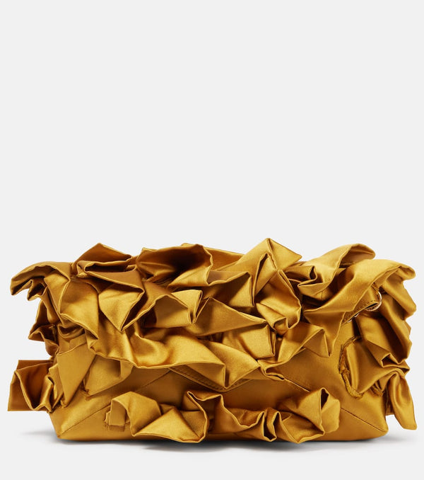 Dries Van Noten Ruffled silk satin clutch