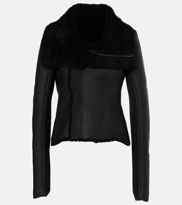 Rick Owens Naska wool-trimmed leather jacket