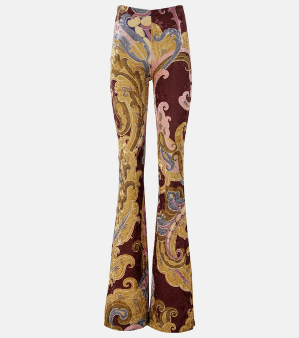 Etro Printed crushed velvet flared pants