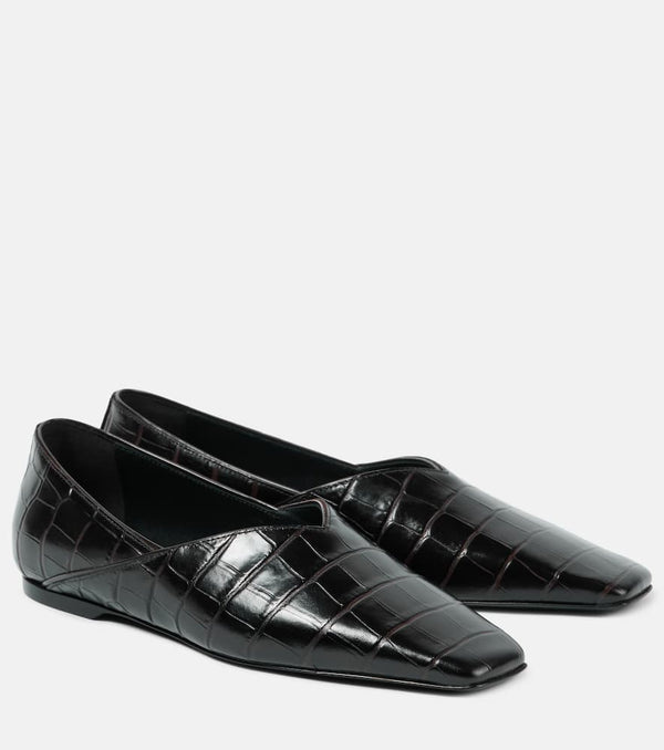 Toteme Croc-effect leather flats