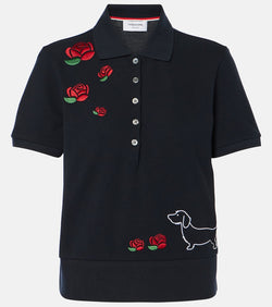 Thom Browne Embroidered cotton-blend piqué polo shirt