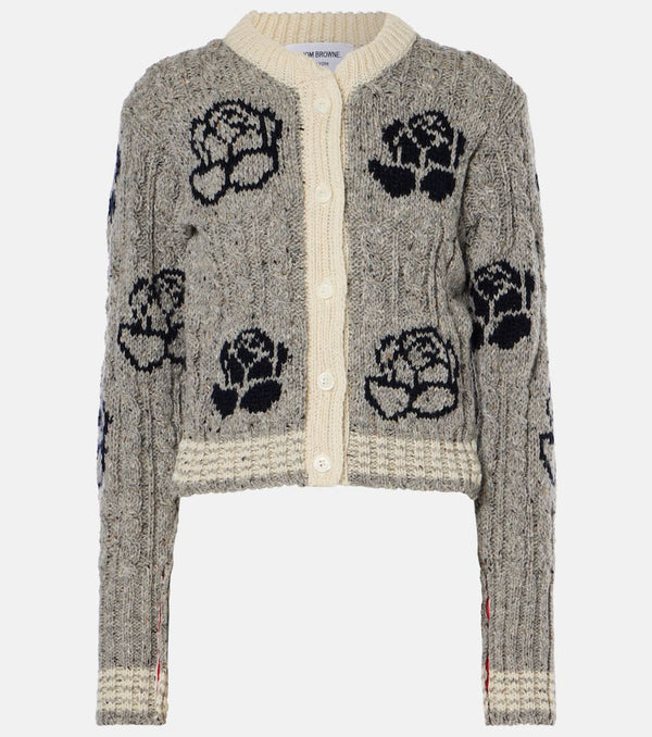 Thom Browne Rose wool and mohair intarsia cardigan