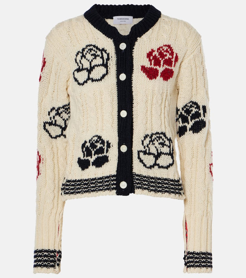 Thom Browne Rose wool and mohair intarsia cardigan