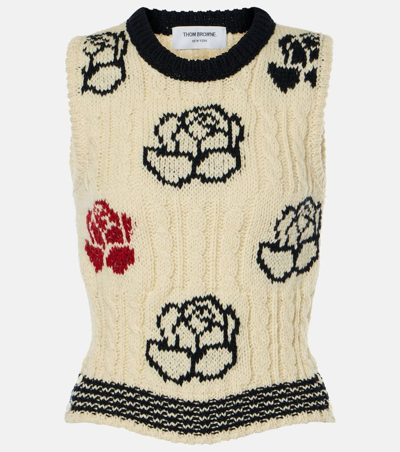 Thom Browne Floral intarsia wool and mohair vest