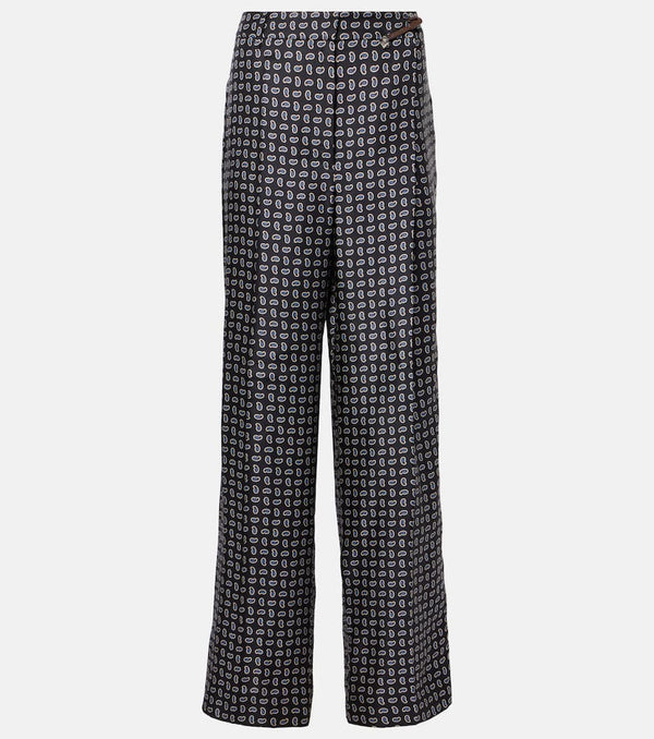 Prada Paisley silk twill straight pants