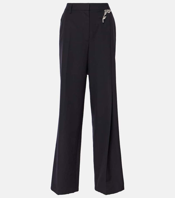 Prada Embellished wool gabardine wide-leg pants