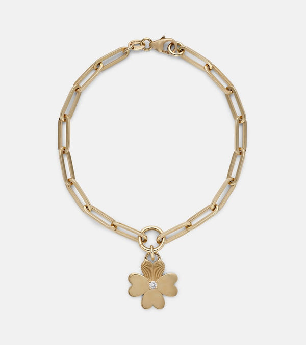 FoundRae Four Heart Clover 18kt gold chain bracelet with diamonds