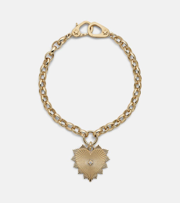 FoundRae Radiating Heart Medium 18kt gold chain bracelet with diamond