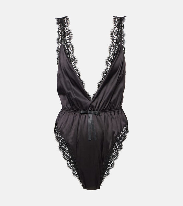 Dolce & Gabbana Lace-trimmed silk-blend satin bodysuit