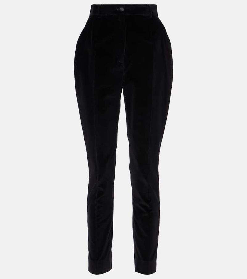 Dolce & Gabbana High-rise cotton-blend velvet tuxedo pants